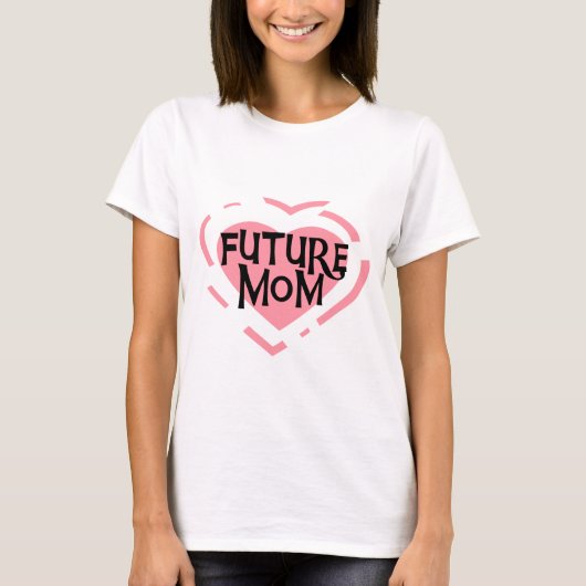 Future Mom PinkハートTシャツとギフト Tシャツ (正面)