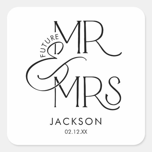 Future Mr and Mrs Engagement スクエアシール (正面)