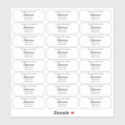 Future Mr and Mrs Return Address Transparent  シール (シート)