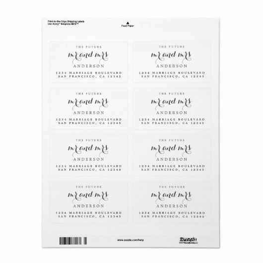 Future Mr. Chic Script 結婚's差出人住所 ラベル (フルシート)