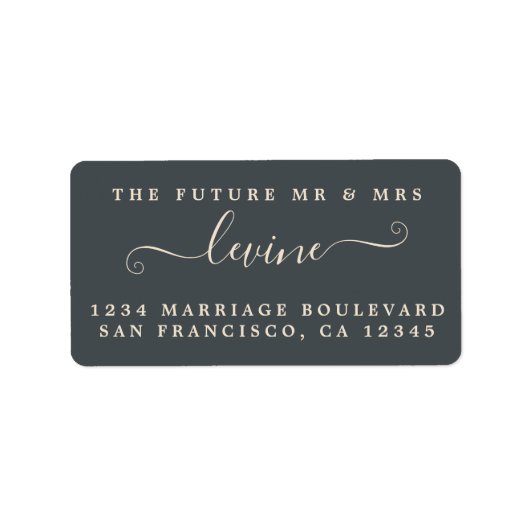 Future Mr Mrs オフブラック 結婚式 返信先住所 ラベル (正面)