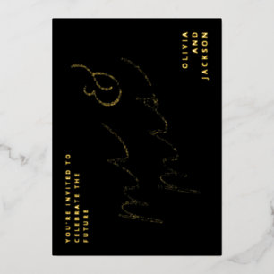 Future Mr & Mrs Script Photo Save the Date 箔招待状