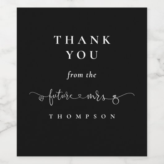 Future Mrsスクリプトブライダルシャワーブラック感謝していの好意 ワインラベル (シングルラベル)
