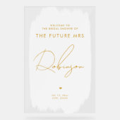 FUTURE MRSブライダルシャワーウェルカムホワイト金ゴールド アクリルサイン (正面)