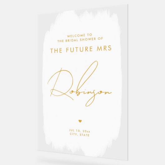 FUTURE MRSブライダルシャワーウェルカムホワイト金ゴールド アクリルサイン (傾斜)