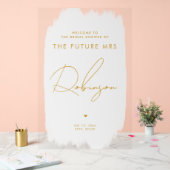 FUTURE MRSブライダルシャワーウェルカムホワイト金ゴールド アクリルサイン (ウェディング)