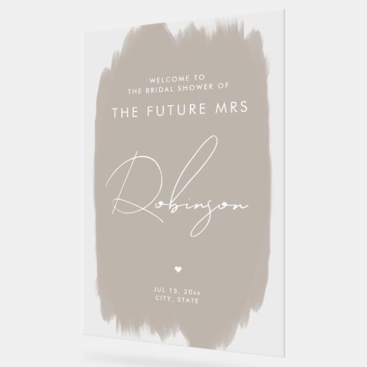 FUTURE MRSブライダルシャワー歓迎ダスティベージュ アクリルサイン (傾斜)