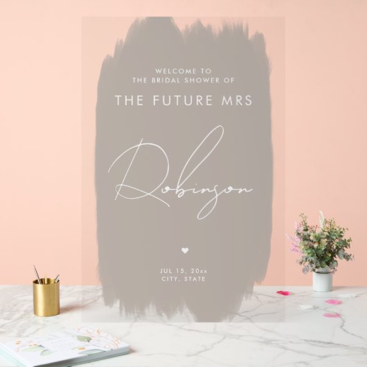 FUTURE MRSブライダルシャワー歓迎ダスティベージュ アクリルサイン (ウェディング)