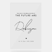 FUTURE MRSミニマルブライダルシャワーウェルカムブラック アクリルサイン (正面)