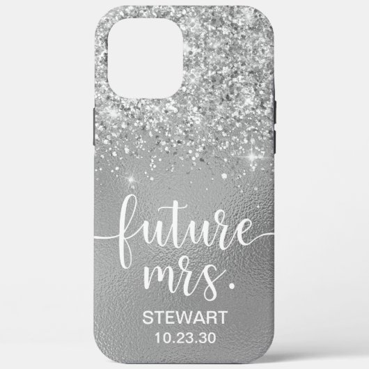 Future Mrs シルバーグリッターケースメイトiPhoneケース Case-Mate iPhoneケース (裏面)