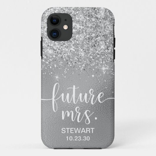Future Mrs シルバーグリッターケースメイトiPhoneケース Case-Mate iPhoneケース (裏面)