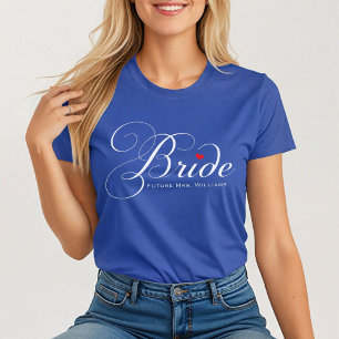 Future Mrs Bride Blue パーソナライズされた Script結婚's Tシャツ