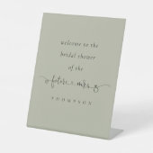 Future Mrs Light Script Sage Welcomeブライダルシャワー 台座サイン (正面)
