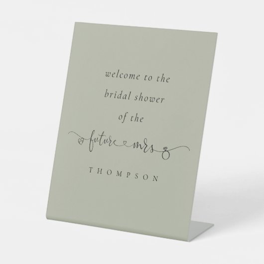 Future Mrs Light Script Sage Welcomeブライダルシャワー 台座サイン (正面)
