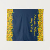 Future Mrs. Navy & Sunflowerブライダルシャワー背景 タペストリー (正面(横))