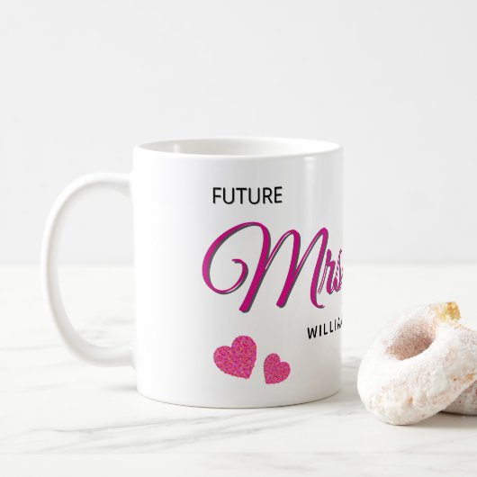 Future Mrs Personalized Wedding Design  コーヒーマグカップ (ドーナツ)