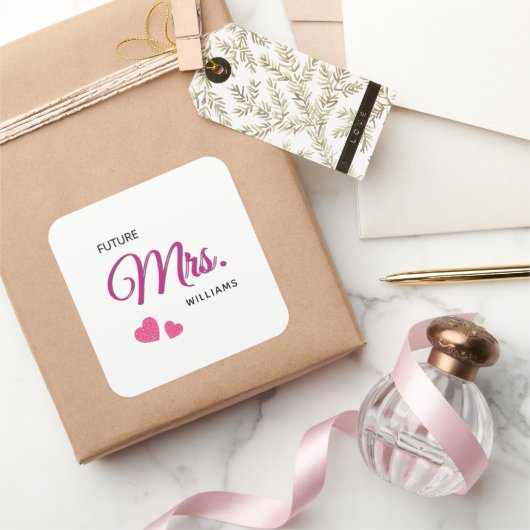 Future Mrs Personalized Wedding Design スクエアシール (ギフト)