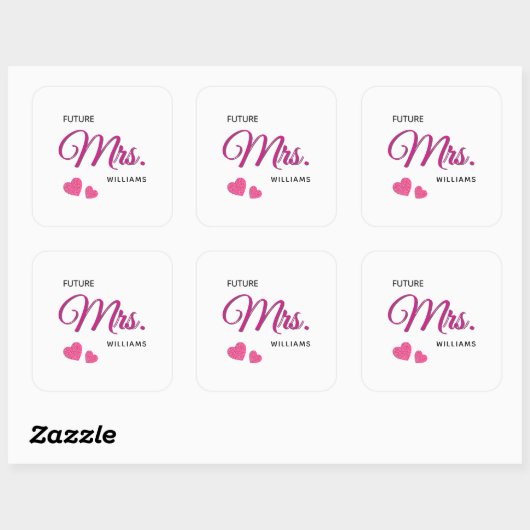 Future Mrs Personalized Wedding Design  スクエアシール (シート)