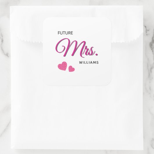 Future Mrs Personalized Wedding Design  スクエアシール (バッグ)