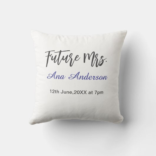 Future mrs surname bride to be purple gray name da クッション (裏面)