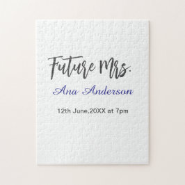 Future mrs surname bride to be purple gray name da ジグソーパズル