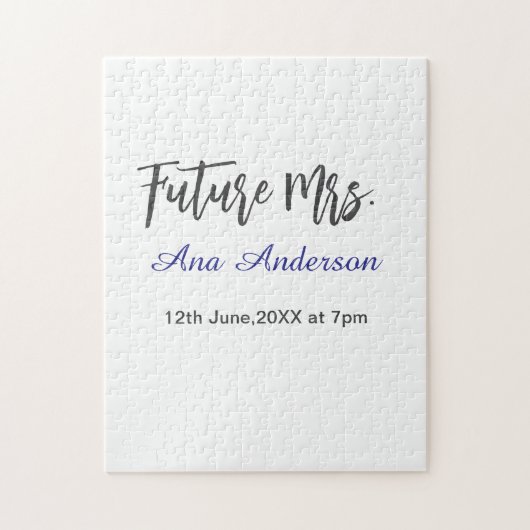 Future mrs surname bride to be purple gray name da ジグソーパズル (縦)