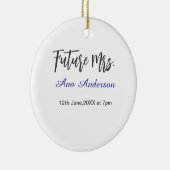 Future mrs surname bride to be purple gray name da セラミックオーナメント (右)