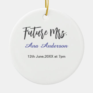 Future mrs surname bride to be purple gray name da セラミックオーナメント