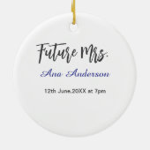 Future mrs surname bride to be purple gray name da セラミックオーナメント (裏面)