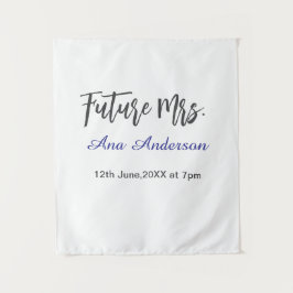 Future mrs surname bride to be purple gray name da タペストリー