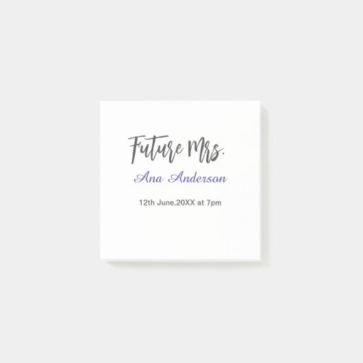 Future mrs surname bride to be purple gray name da ポストイット (正面)