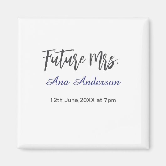 Future mrs surname bride to be purple gray name da マグネット (正面)