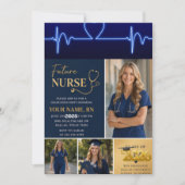 Future Nurse Graduation Invitation | Modern RN Nur 招待状 (正面)