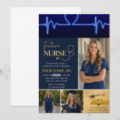 Future Nurse Graduation Invitation | Modern RN Nur 招待状 (正面/裏面)