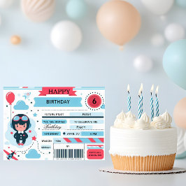 Future Pilot Airplane Boarding Pass Birthday 招待状
