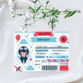 Future Pilot Airplane Boarding Pass Birthday 招待状