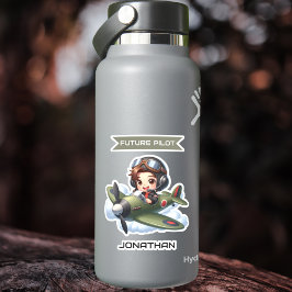 Future Pilot Boy Vintage Airplane Personalized シール