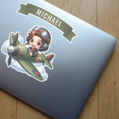 Future Pilot Boy Vintage Airplane Personalized シール