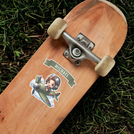 Future Pilot Boy Vintage Airplane Personalized シール