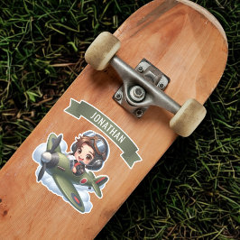Future Pilot Boy Vintage Airplane Personalized シール