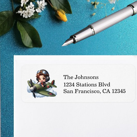 Future Pilot Boy Vintage Airplane Personalized ラベル