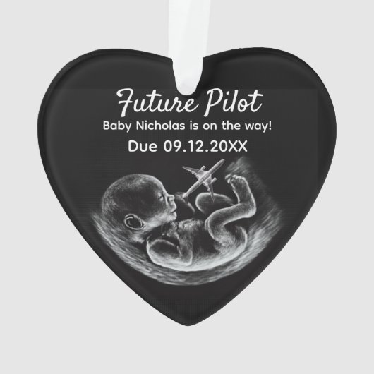 Future Pilot Pregnancy Announcement Funny Aviation オーナメント (裏面)