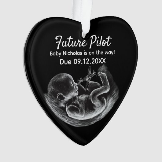 Future Pilot Pregnancy Announcement Funny Aviation オーナメント (正面)