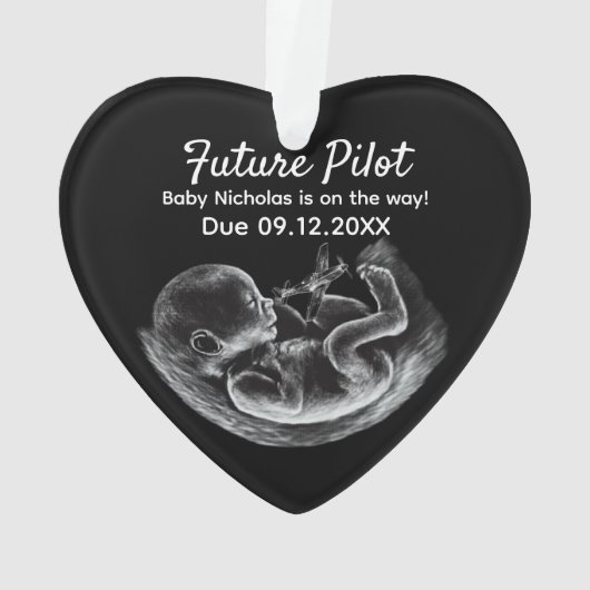 Future Pilot Pregnancy Announcement Funny Aviation オーナメント (裏面)