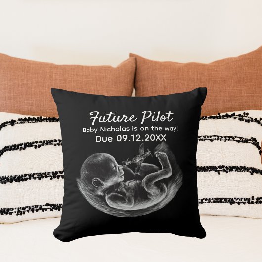 Future Pilot Pregnancy Announcement Funny Aviation クッション