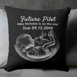 Future Pilot Pregnancy Announcement Funny Aviation クッション