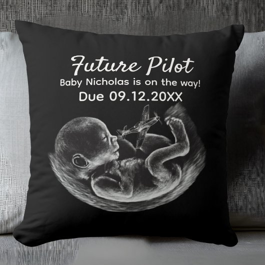 Future Pilot Pregnancy Announcement Funny Aviation クッション