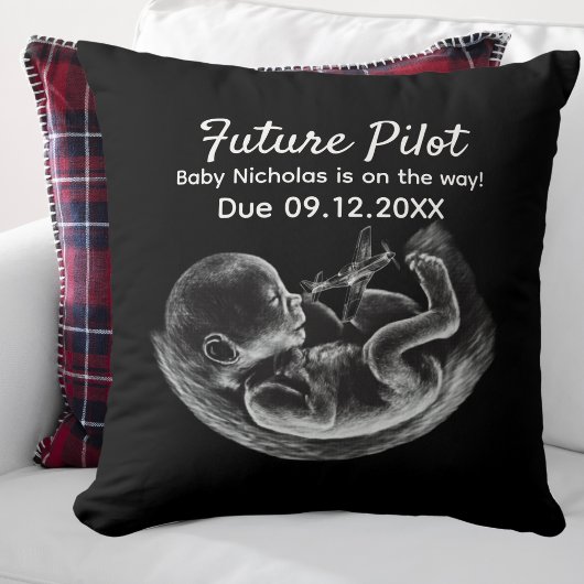 Future Pilot Pregnancy Announcement Funny Aviation クッション