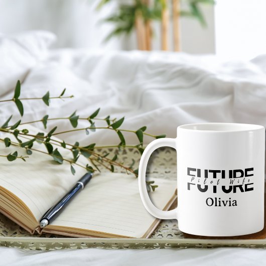 Future Pilot Wife Wedding Simple Script Romantic  コーヒーマグカップ
