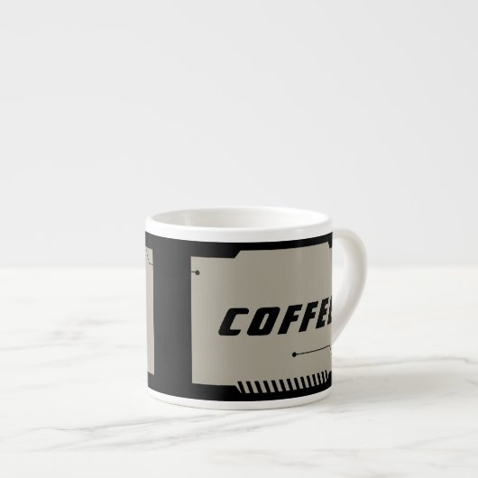 Future SciFi Space, Black Frames on Beige エスプレッソカップ (正面右)